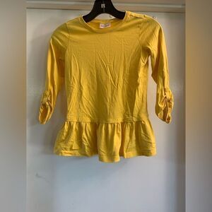 Hanna Andersson Peplum 3/4 Sleeve Yellow Top Size 130 (US 8)